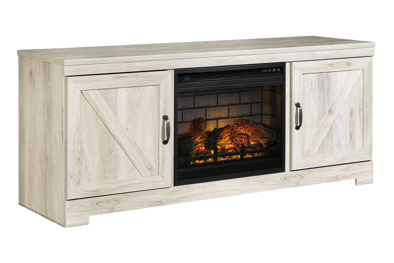 Bellaby Whitewash 63" TV Stand with Electric Fireplace - SET | W100-101 | W331-68 - Luna Furniture - Dallas Store