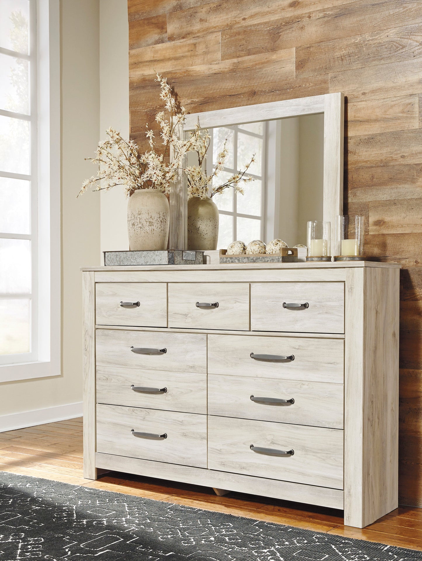 Bellaby Whitewash Crossbuck Panel Bedroom Set - SET | B331-156 | B331-158 | B331-197 | B331-31 | B331-91 - Luna Furniture - Dallas Store