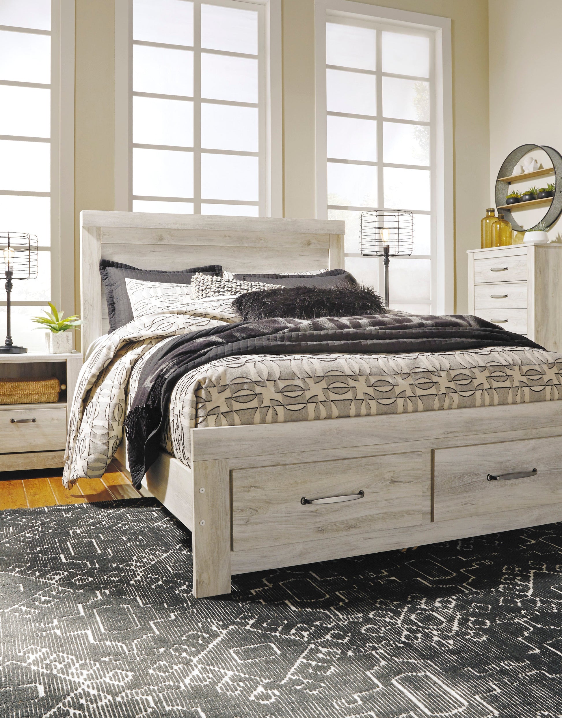 Bellaby Whitewash Footboard Storage Platform Bedroom Set - SET | B331-54S | B331-57 | B331-95 | B331-91 | B331-46 | B100-13 - Luna Furniture - Dallas Store