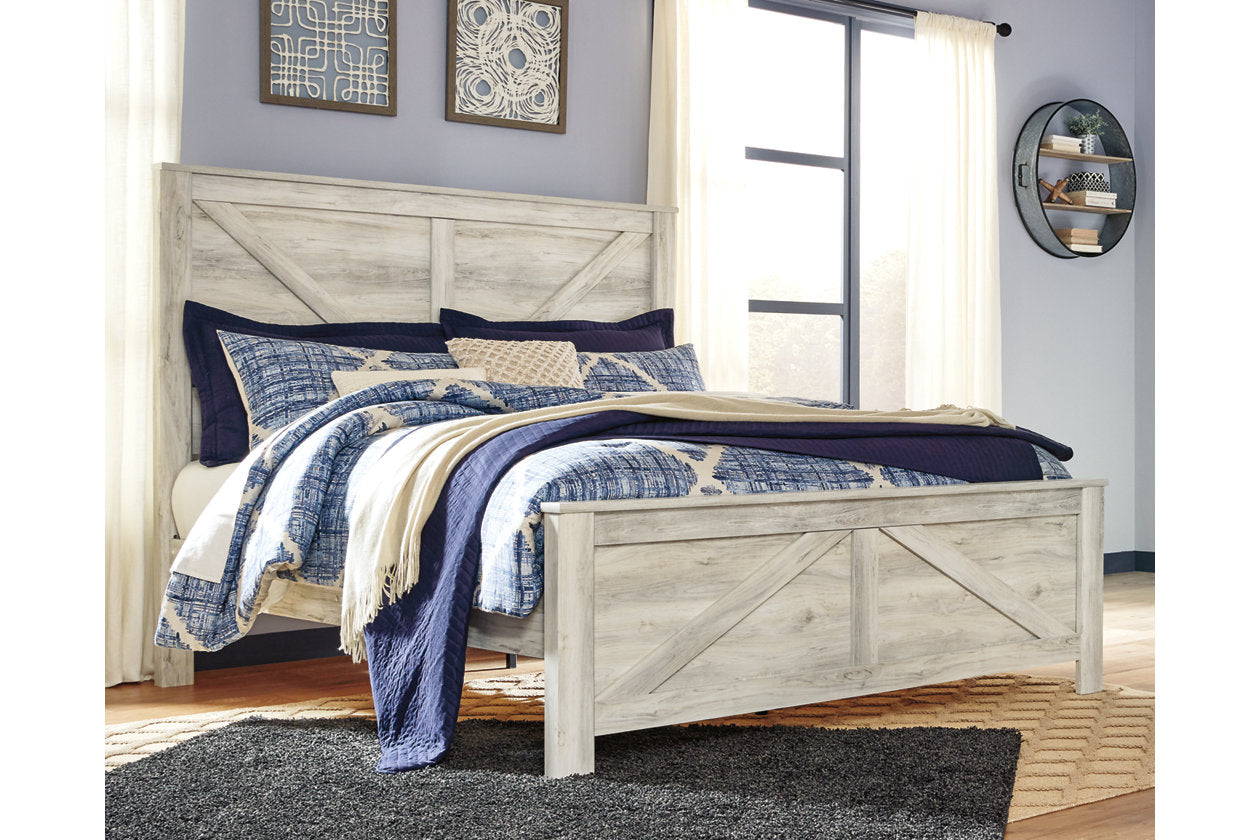 Bellaby Whitewash King Crossbuck Panel Bed - SET | B331-156 | B331-158 | B331-197 - Luna Furniture - Dallas Store