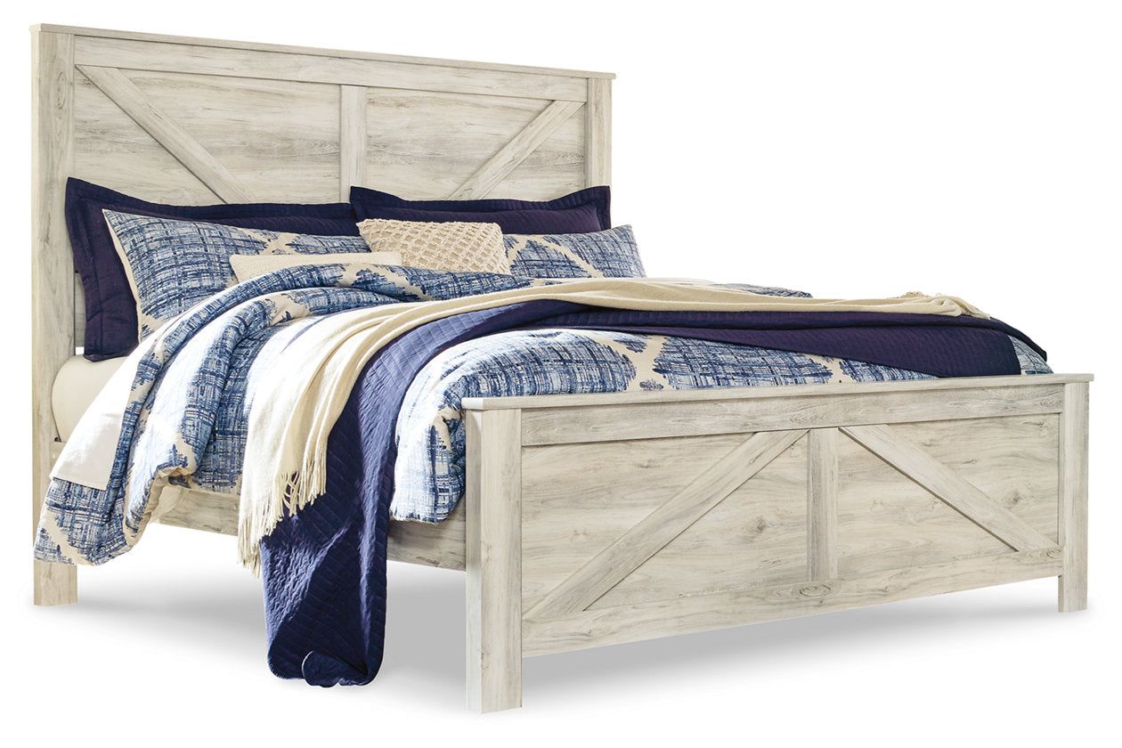 Bellaby Whitewash King Crossbuck Panel Bed - SET | B331-156 | B331-158 | B331-197 - Luna Furniture - Dallas Store