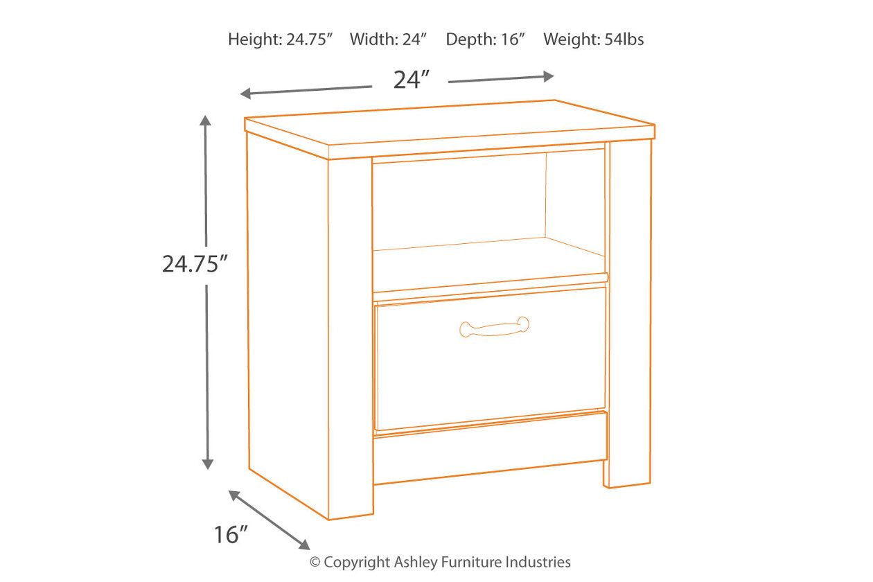 Bellaby Whitewash Nightstand - B331-91 - Luna Furniture - Dallas Store
