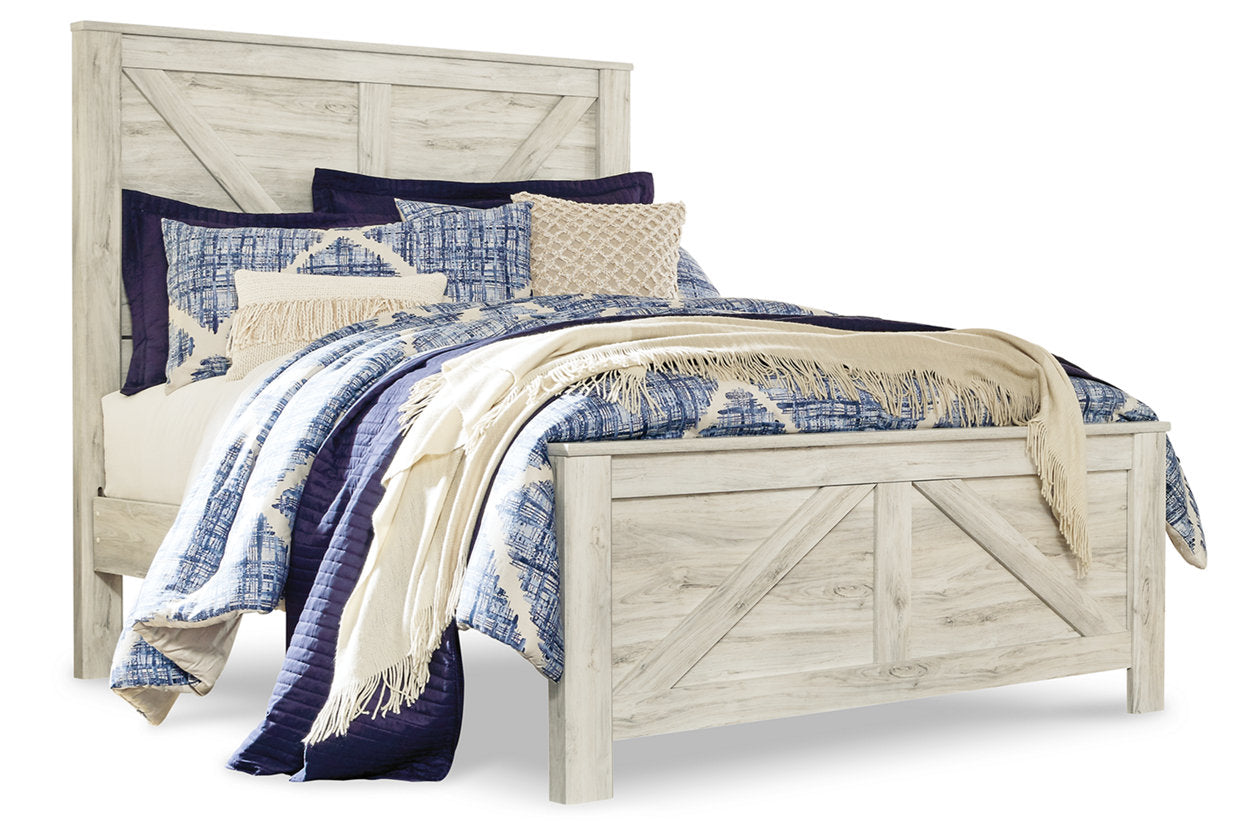 Bellaby Whitewash Queen Crossbuck Panel Bed - SET | B331-154 | B331-157 | B331-196 - Luna Furniture - Dallas Store