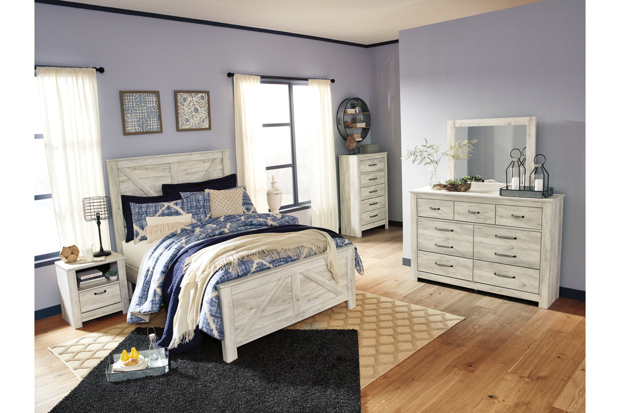 Bellaby Whitewash Queen Crossbuck Panel Bed - SET | B331-154 | B331-157 | B331-196 - Luna Furniture - Dallas Store