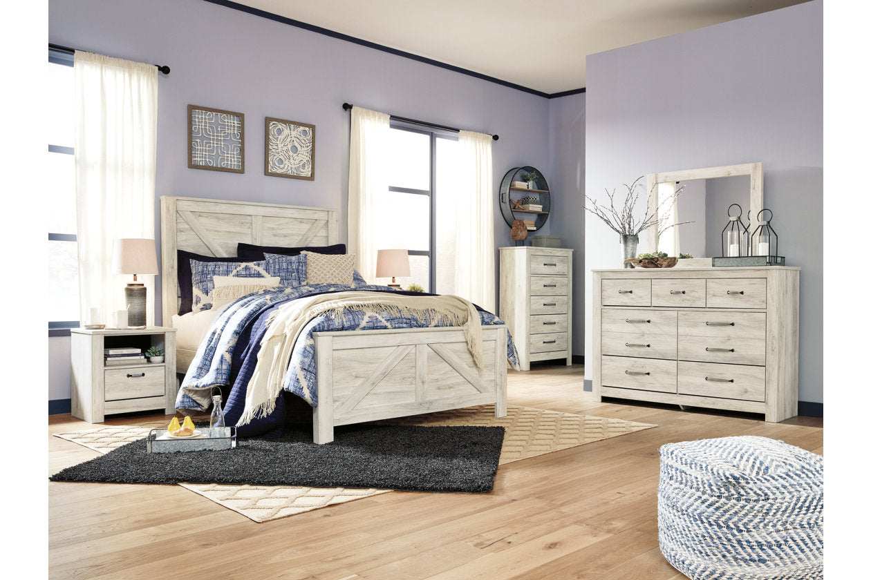 Bellaby Whitewash Queen Crossbuck Panel Bed - SET | B331-154 | B331-157 | B331-196 - Luna Furniture - Dallas Store