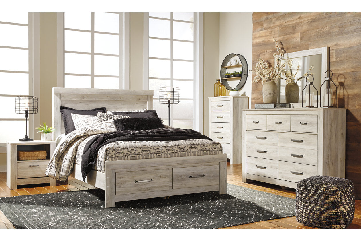 Bellaby Whitewash Queen Platform Bed with 2 Storage Drawers - SET | B100-13 | B331-54S | B331-57 | B331-95 - Luna Furniture - Dallas Store