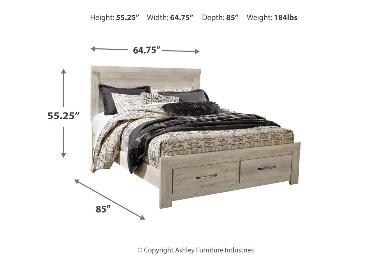 Bellaby Whitewash Queen Platform Bed with 2 Storage Drawers - SET | B100-13 | B331-54S | B331-57 | B331-95 - Luna Furniture - Dallas Store