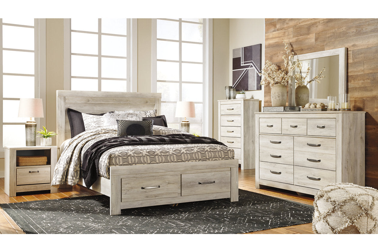 Bellaby Whitewash Queen Platform Bed with 2 Storage Drawers - SET | B100-13 | B331-54S | B331-57 | B331-95 - Luna Furniture - Dallas Store