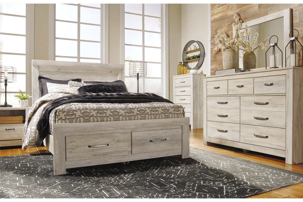 Bellaby Whitewash Queen Platform Bed with 2 Storage Drawers - SET | B100-13 | B331-54S | B331-57 | B331-95 - Luna Furniture - Dallas Store