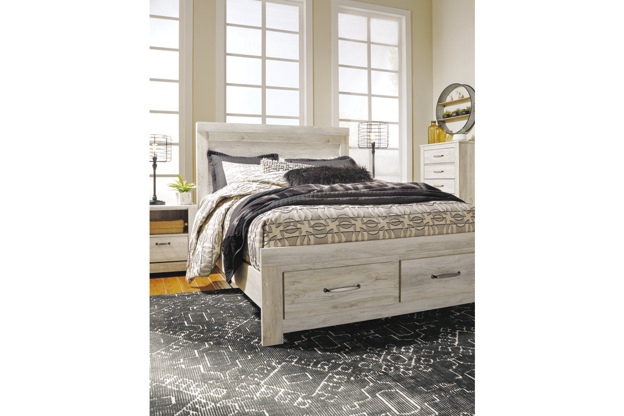 Bellaby Whitewash Queen Platform Bed with 2 Storage Drawers - SET | B100-13 | B331-54S | B331-57 | B331-95 - Luna Furniture - Dallas Store
