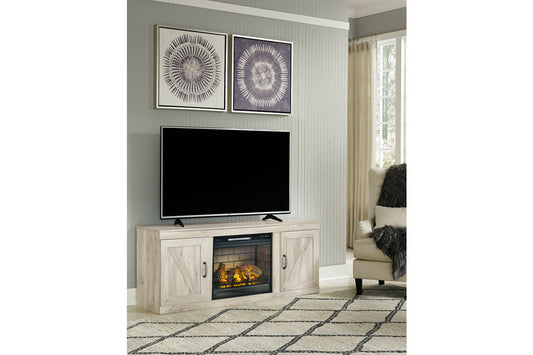 Bellaby Whitewash TV Stand with Electric Fireplace - SET | EW0331-268 | W100-101 - Luna Furniture - Dallas Store
