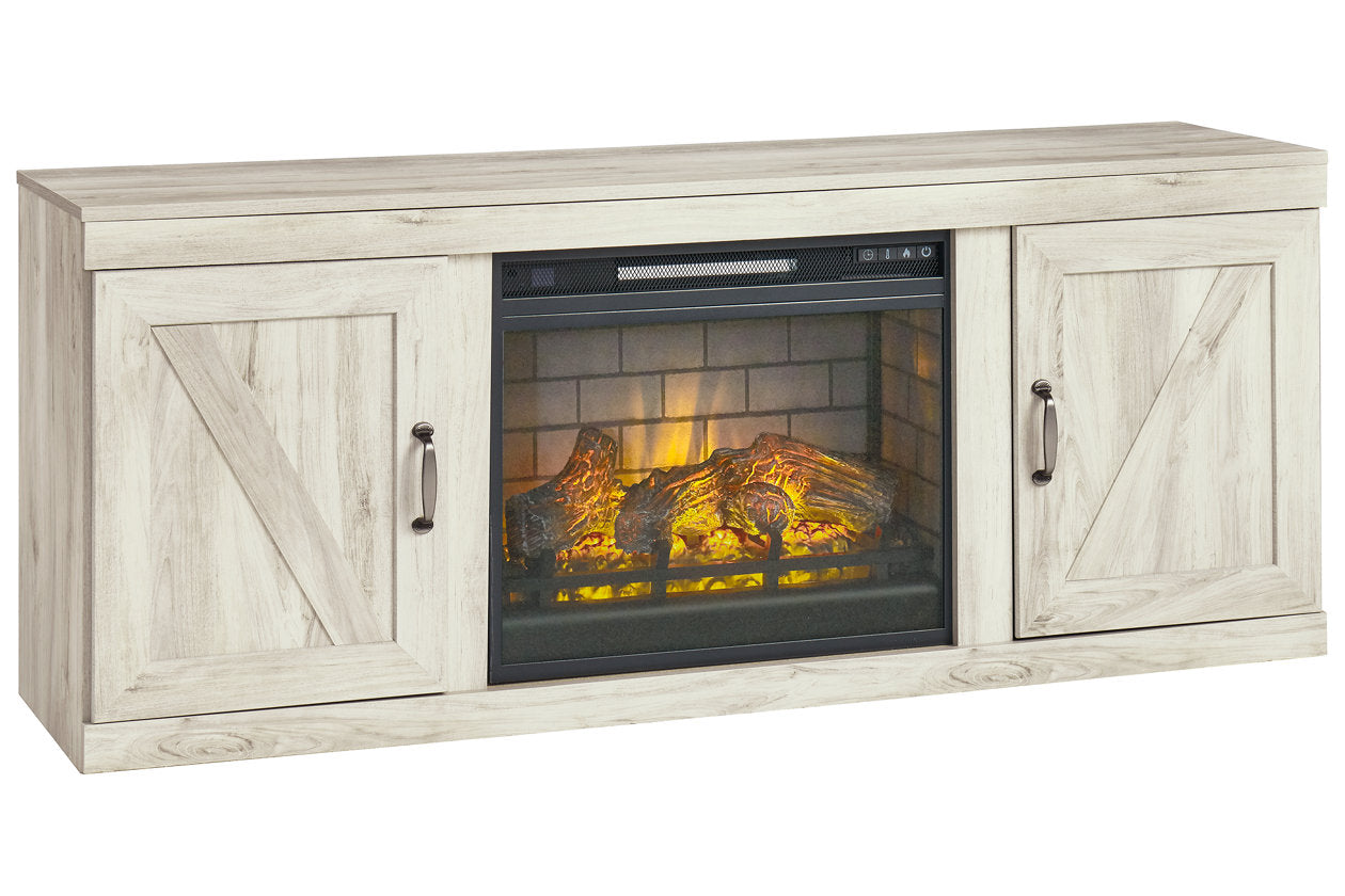 Bellaby Whitewash TV Stand with Electric Fireplace - SET | EW0331-268 | W100-101 - Luna Furniture - Dallas Store