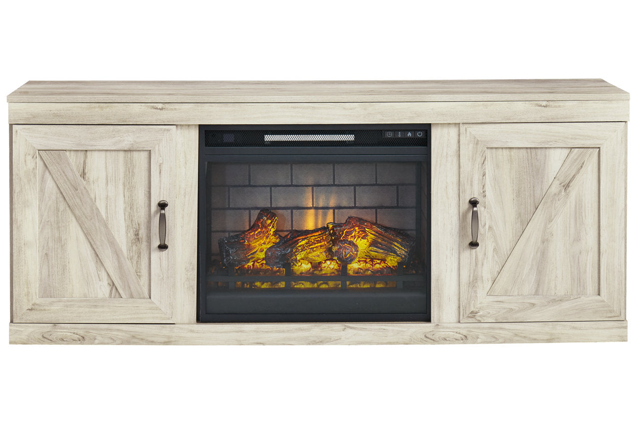 Bellaby Whitewash TV Stand with Electric Fireplace - SET | EW0331-268 | W100-101 - Luna Furniture - Dallas Store