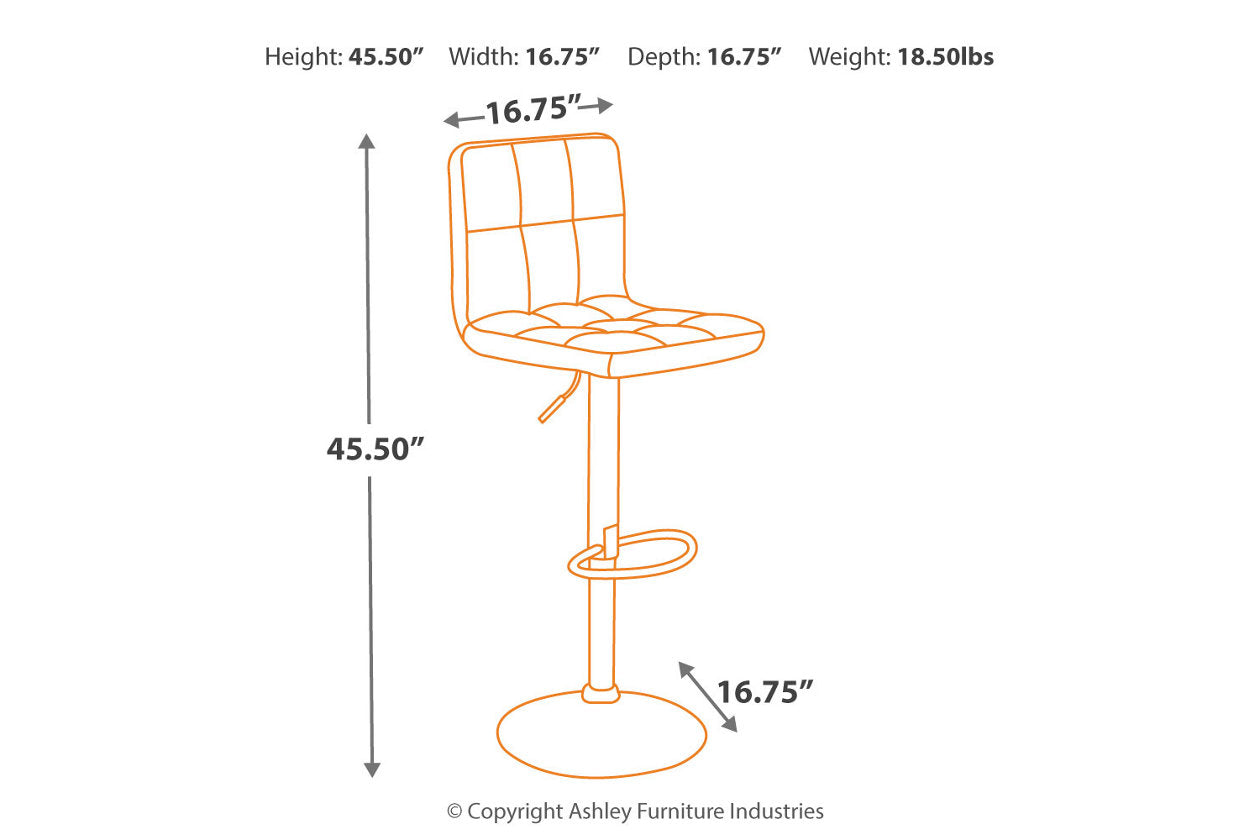 Bellatier Black/Chrome Finish Adjustable Height Barstool, Set of 2 - D120-130 - Luna Furniture - Dallas Store