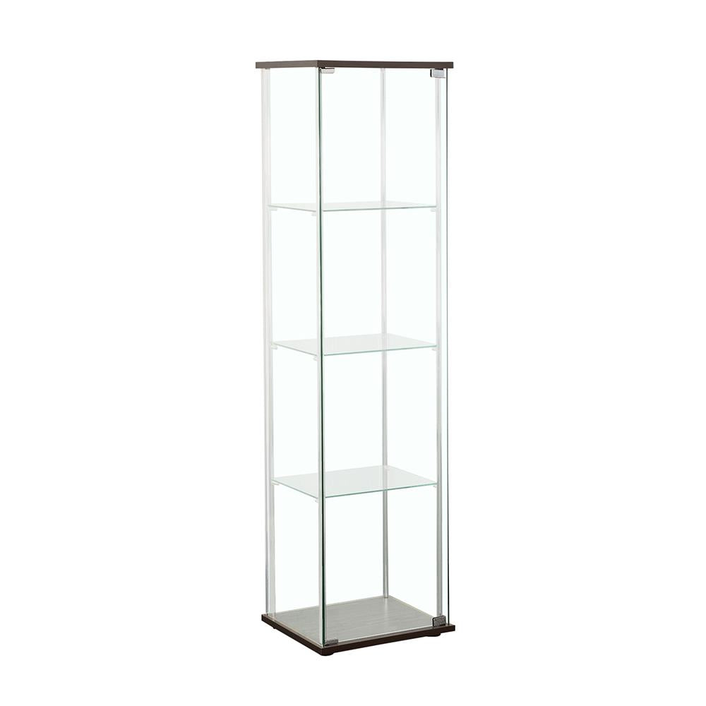 Bellatrix Cappuccino/Clear Rectangular 4-Shelf Curio Cabinet - 950172 - Luna Furniture - Dallas Store