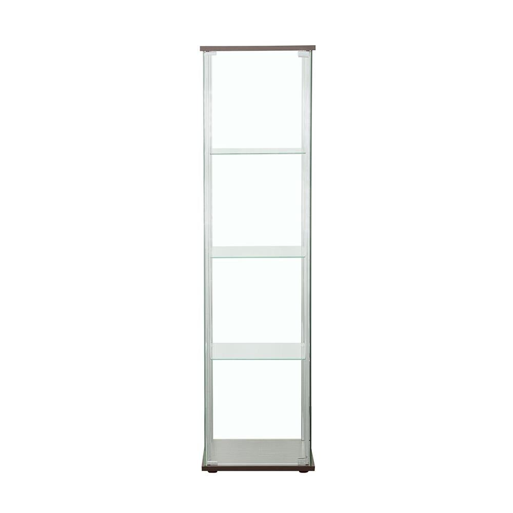 Bellatrix Cappuccino/Clear Rectangular 4-Shelf Curio Cabinet - 950172 - Luna Furniture - Dallas Store