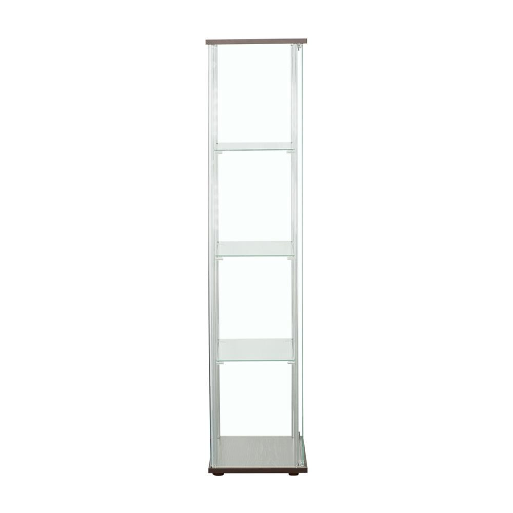 Bellatrix Cappuccino/Clear Rectangular 4-Shelf Curio Cabinet - 950172 - Luna Furniture - Dallas Store