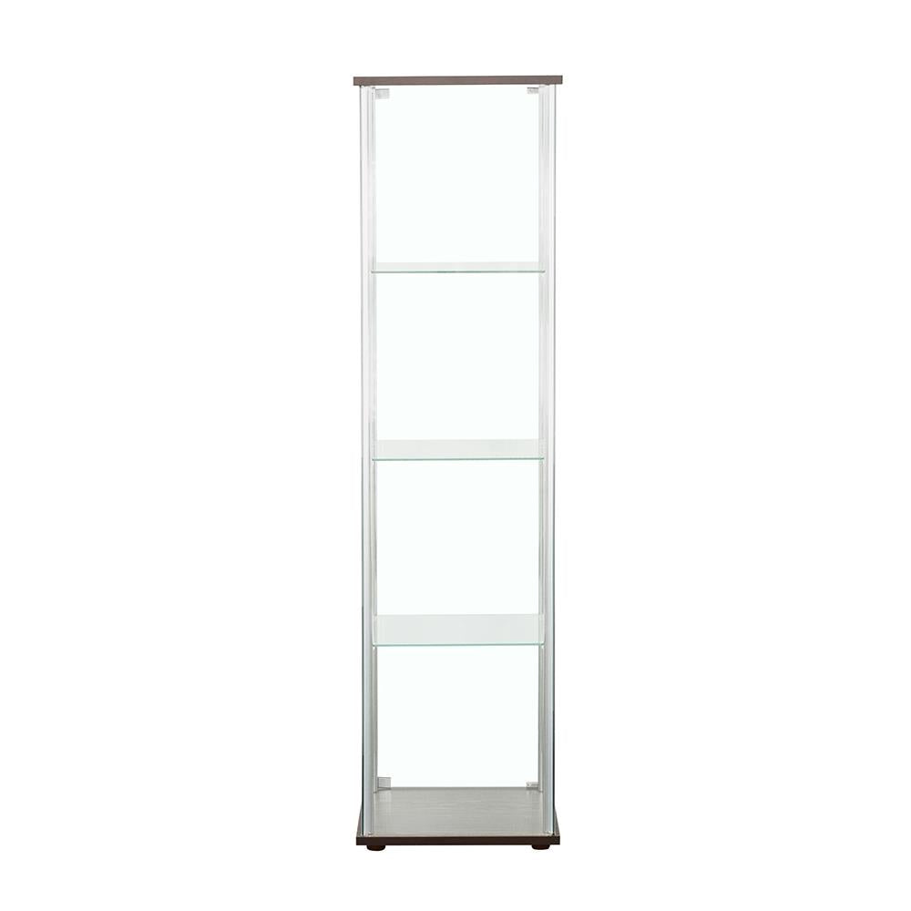 Bellatrix Cappuccino/Clear Rectangular 4-Shelf Curio Cabinet - 950172 - Luna Furniture - Dallas Store