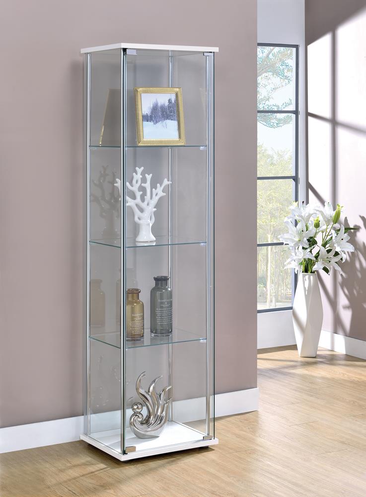 Bellatrix White/Clear Rectangular 4-Shelf Curio Cabinet - 951072 - Luna Furniture - Dallas Store