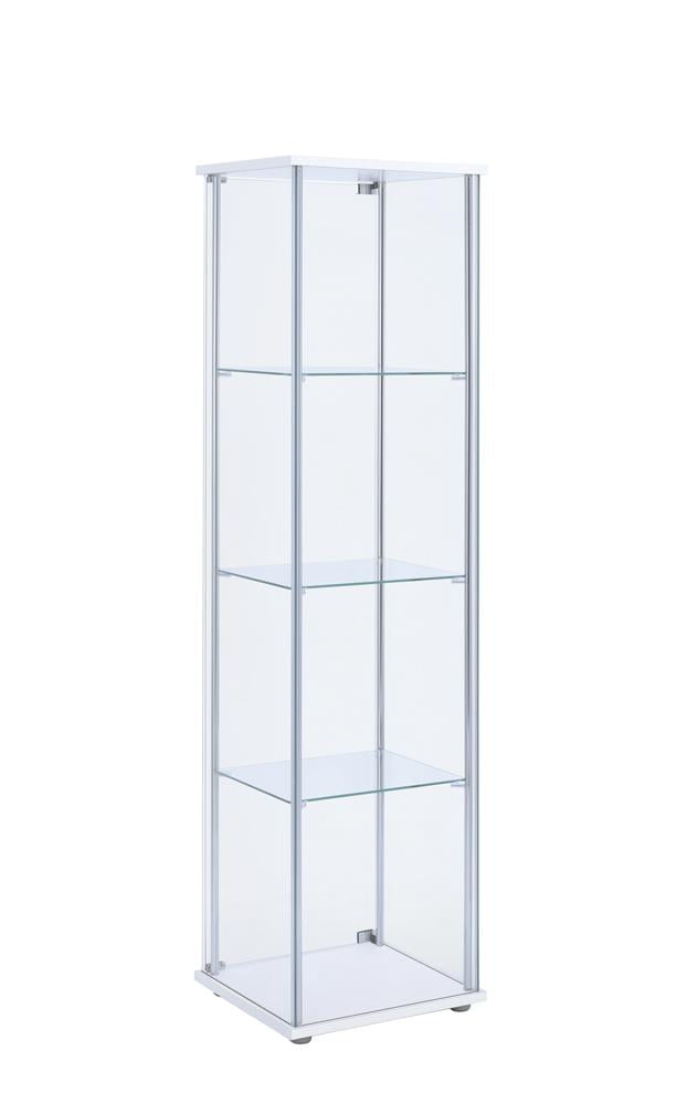 Bellatrix White/Clear Rectangular 4-Shelf Curio Cabinet - 951072 - Luna Furniture - Dallas Store