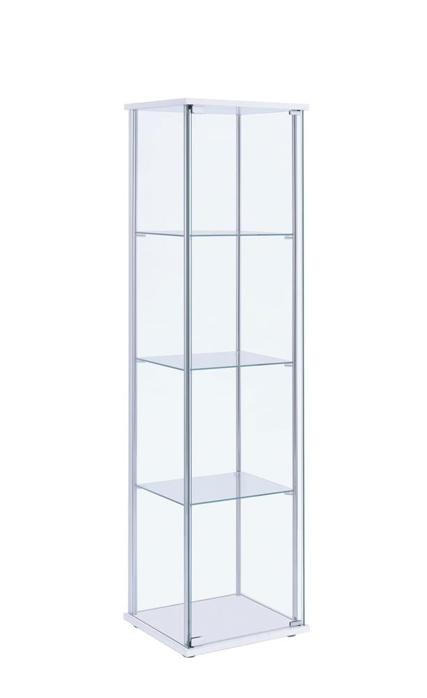 Bellatrix White/Clear Rectangular 4-Shelf Curio Cabinet - 951072 - Luna Furniture - Dallas Store