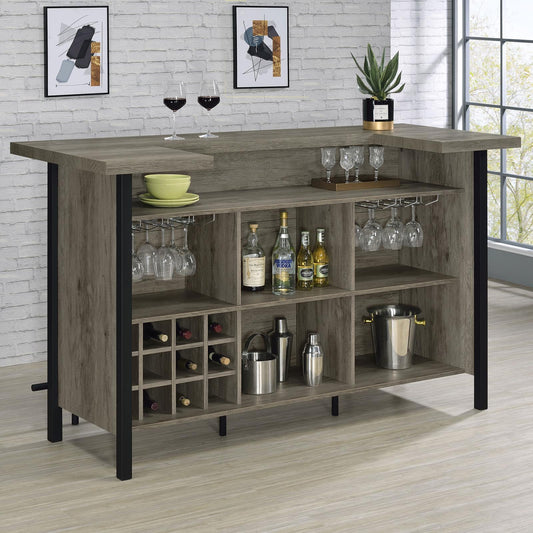 Bellemore Gray Driftwood/Black Bar Unit with Footrest - 182105 - Luna Furniture - Dallas Store