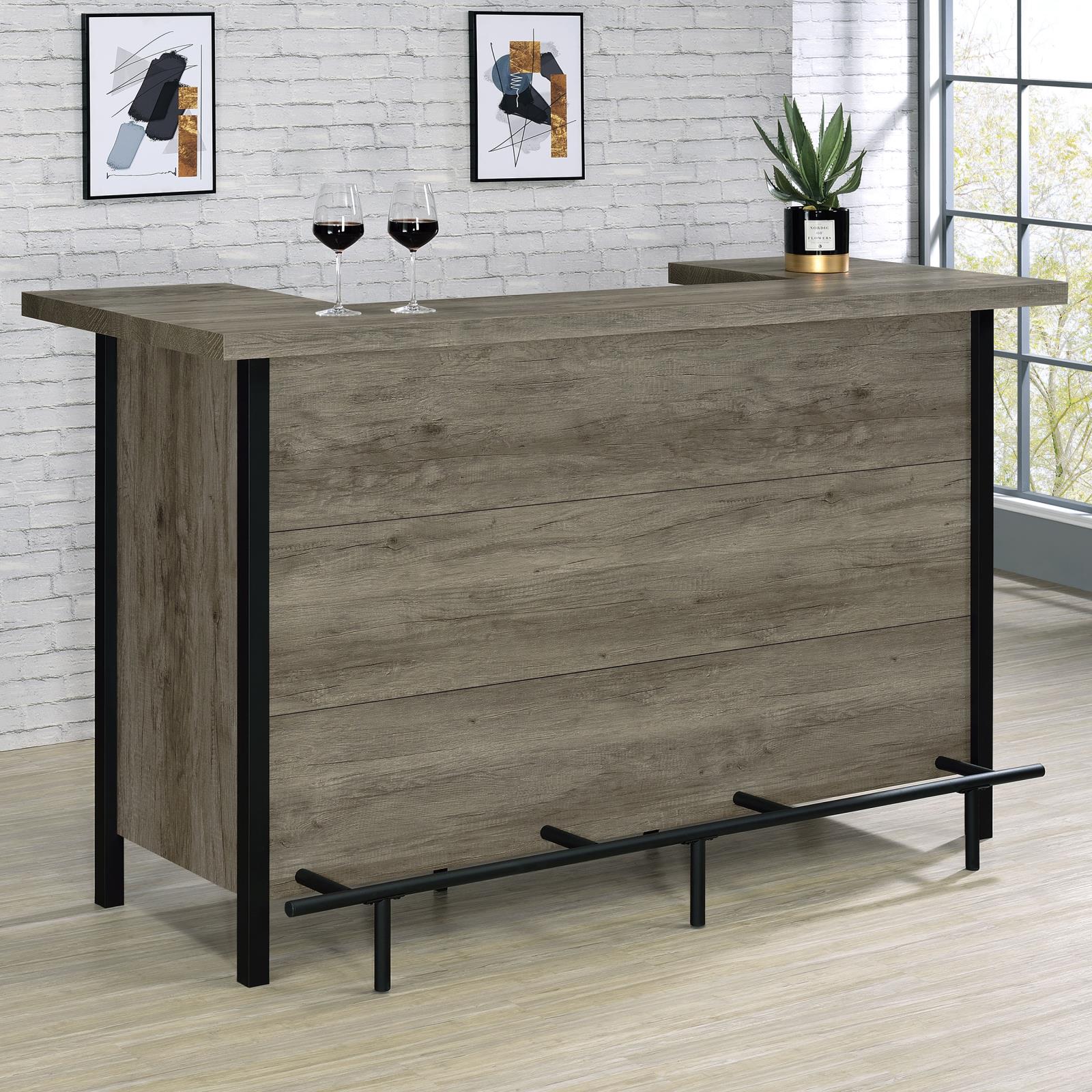 Bellemore Gray Driftwood/Black Bar Unit with Footrest - 182105 - Luna Furniture - Dallas Store