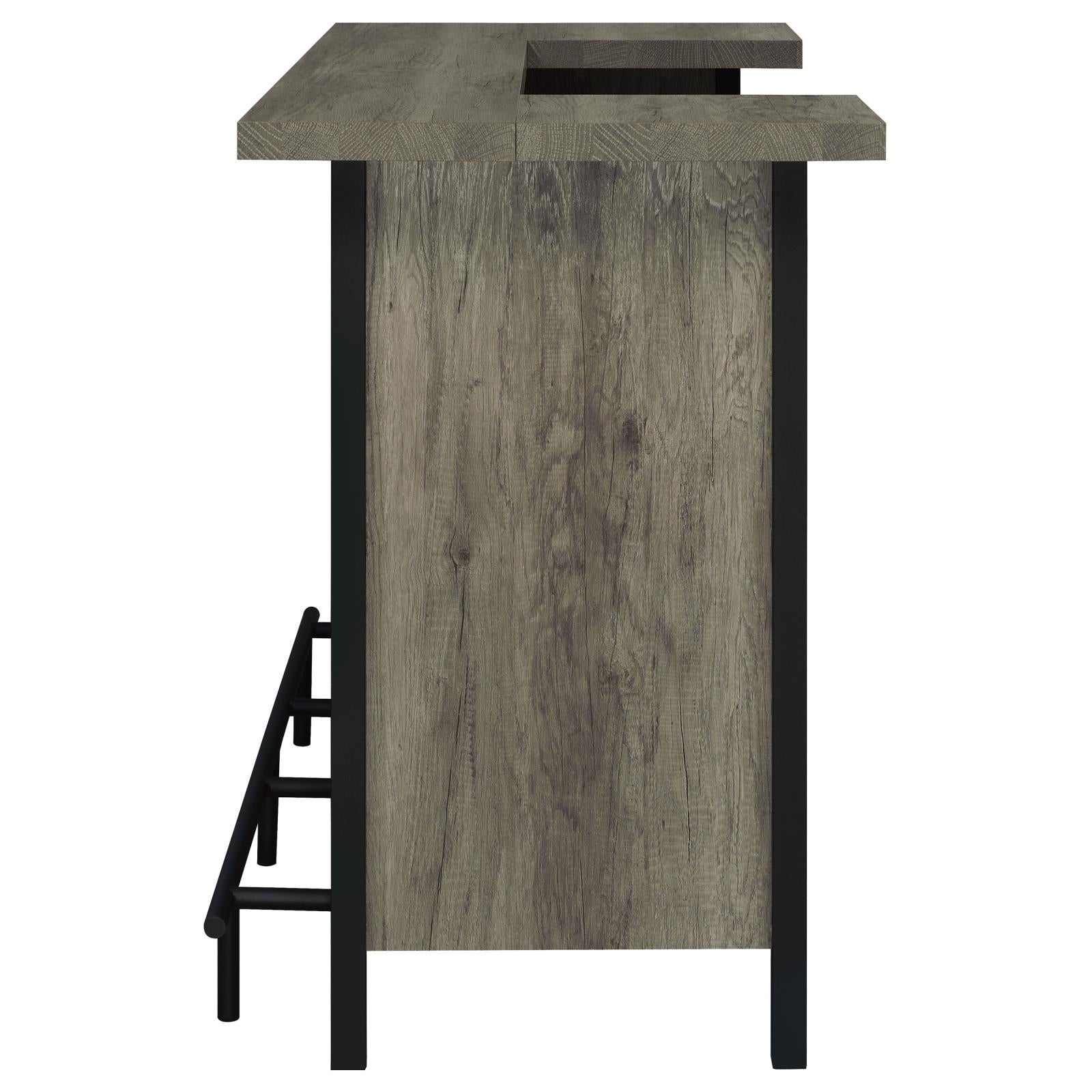 Bellemore Gray Driftwood/Black Bar Unit with Footrest - 182105 - Luna Furniture - Dallas Store