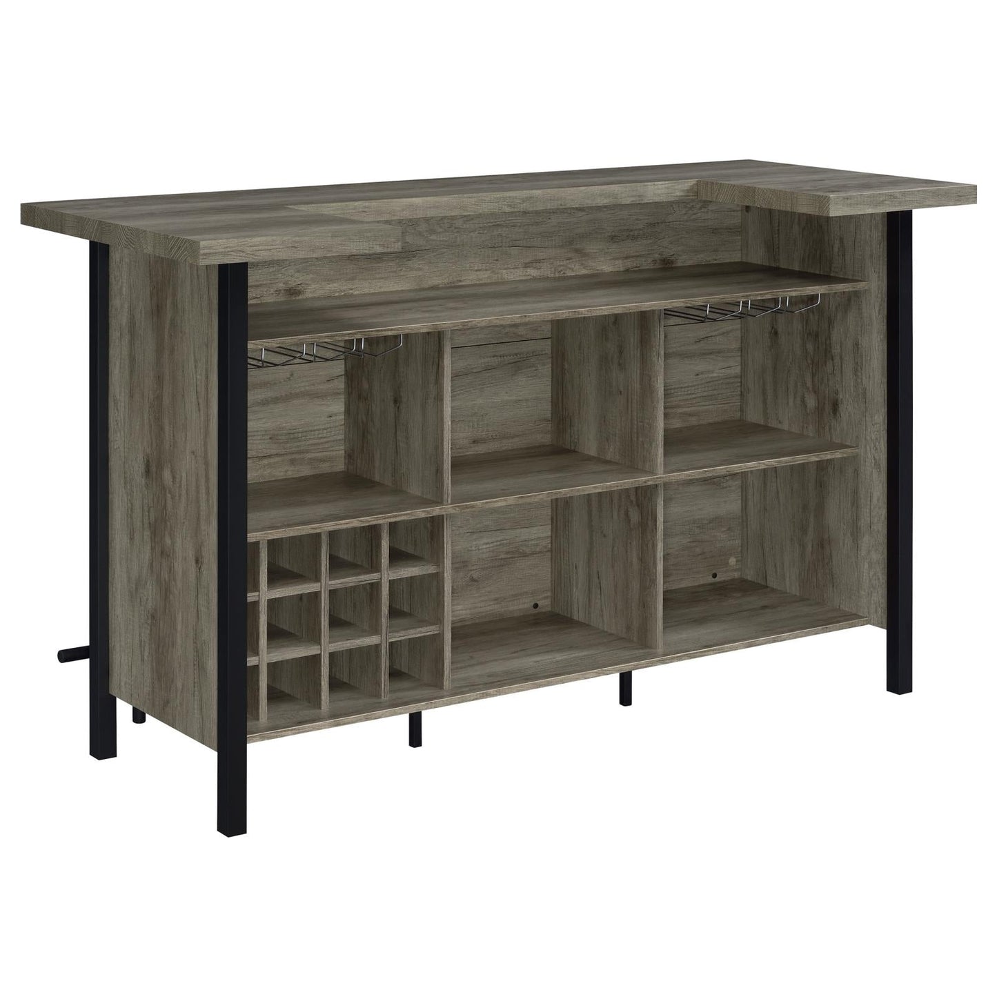 Bellemore Gray Driftwood/Black Bar Unit with Footrest - 182105 - Luna Furniture - Dallas Store