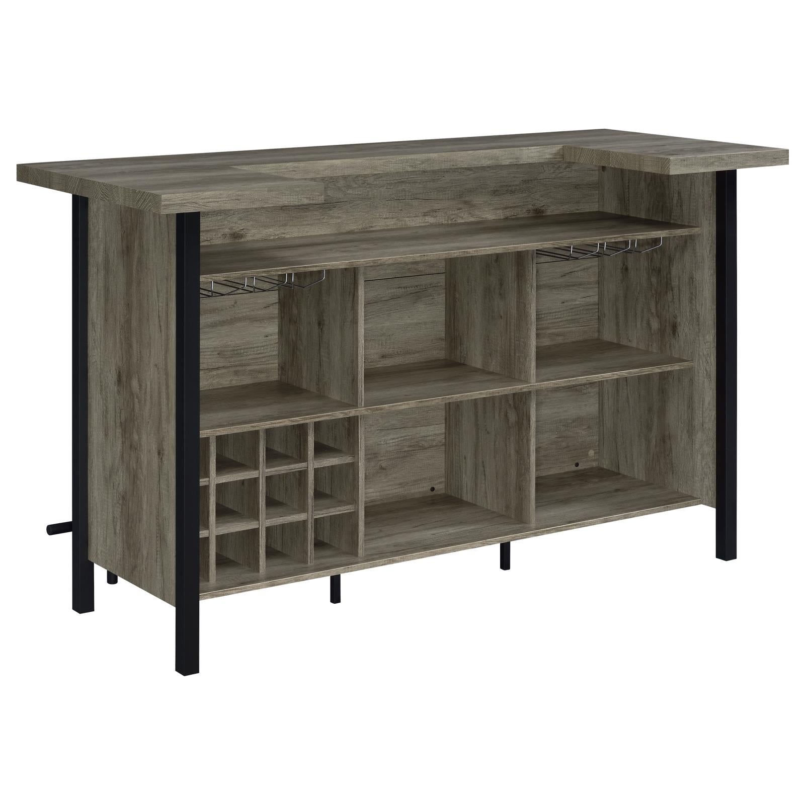 Bellemore Gray Driftwood/Black Bar Unit with Footrest - 182105 - Luna Furniture - Dallas Store