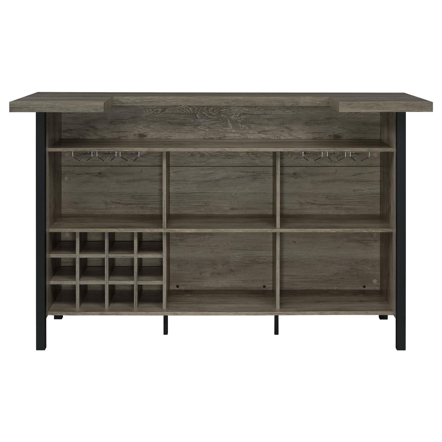 Bellemore Gray Driftwood/Black Bar Unit with Footrest - 182105 - Luna Furniture - Dallas Store
