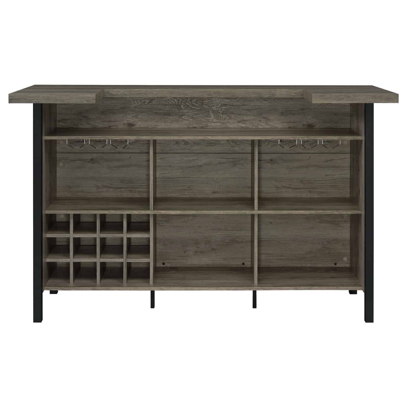 Bellemore Gray Driftwood/Black Bar Unit with Footrest - 182105 - Luna Furniture - Dallas Store