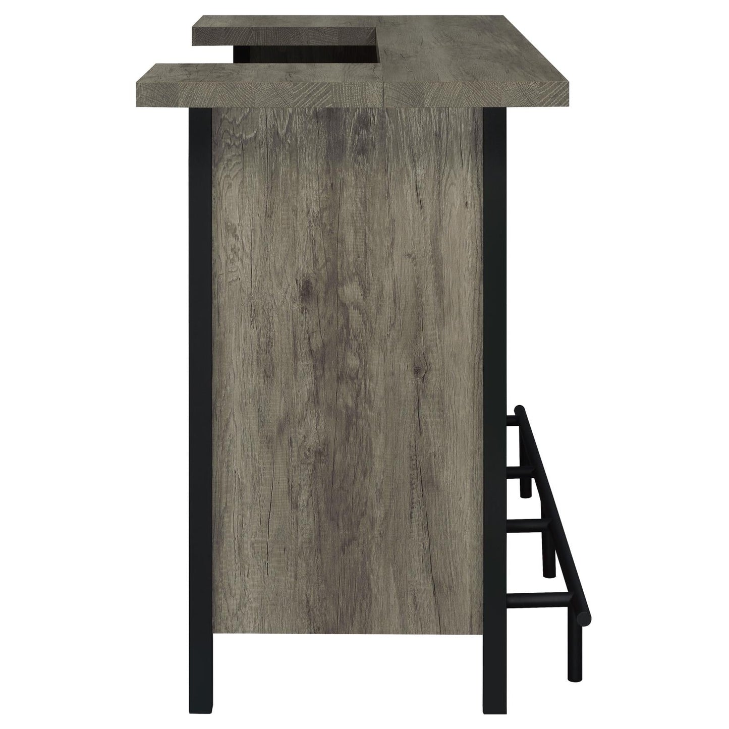 Bellemore Gray Driftwood/Black Bar Unit with Footrest - 182105 - Luna Furniture - Dallas Store