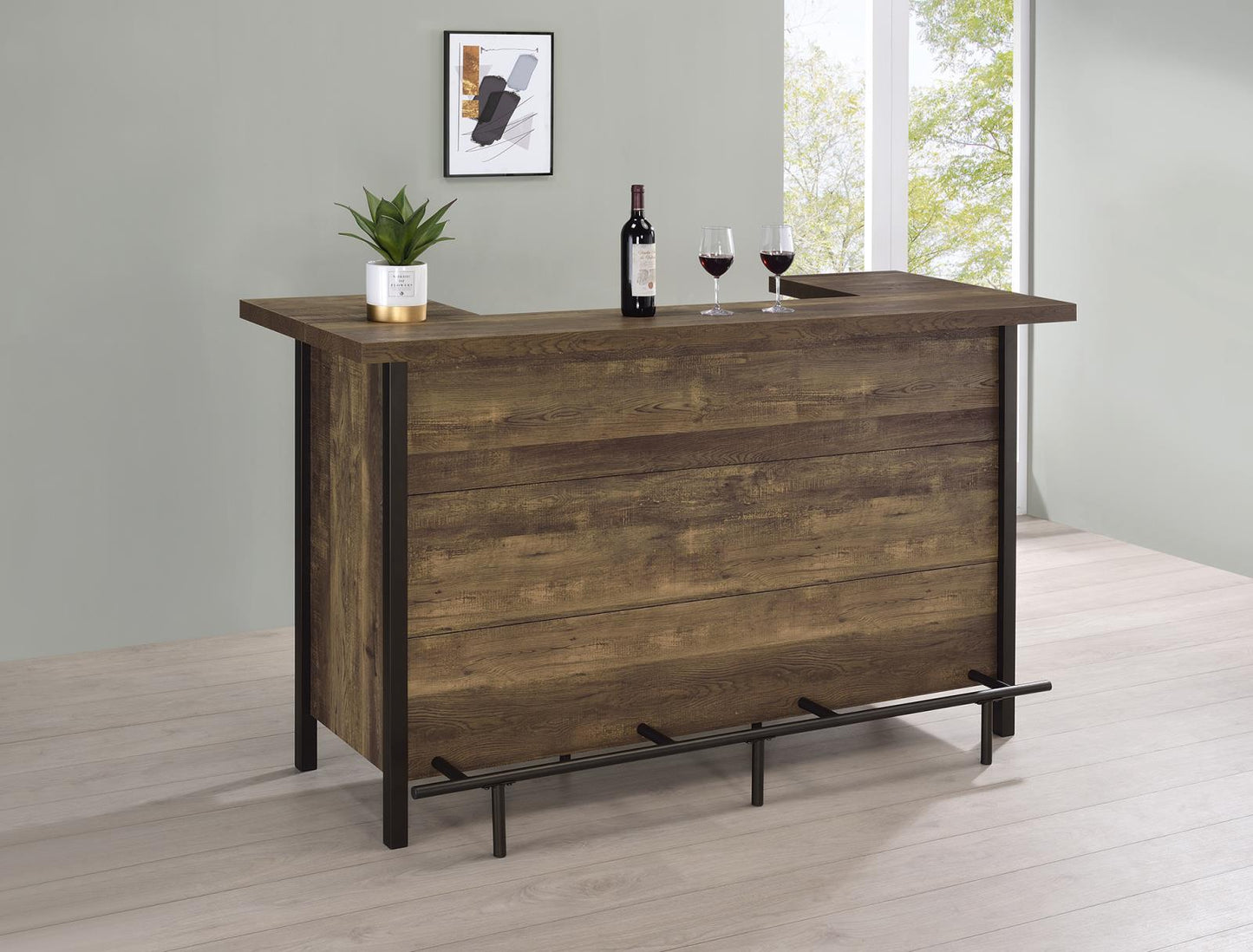 Bellemore Rustic Oak Rectangular Storage Bar Unit - 182104 - Luna Furniture - Dallas Store