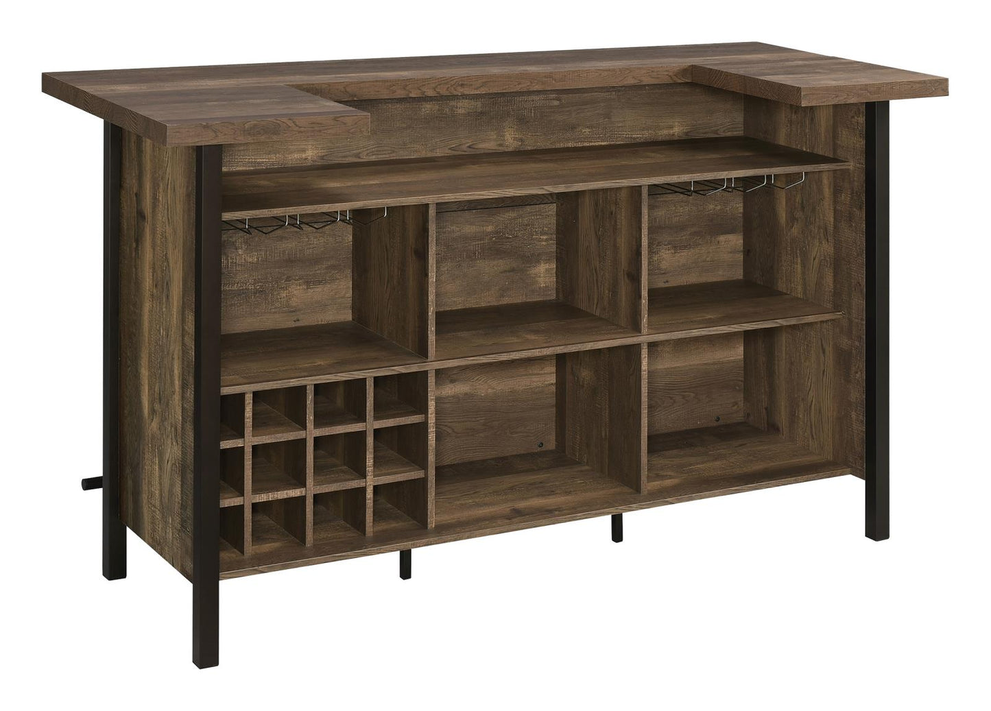 Bellemore Rustic Oak Rectangular Storage Bar Unit - 182104 - Luna Furniture - Dallas Store