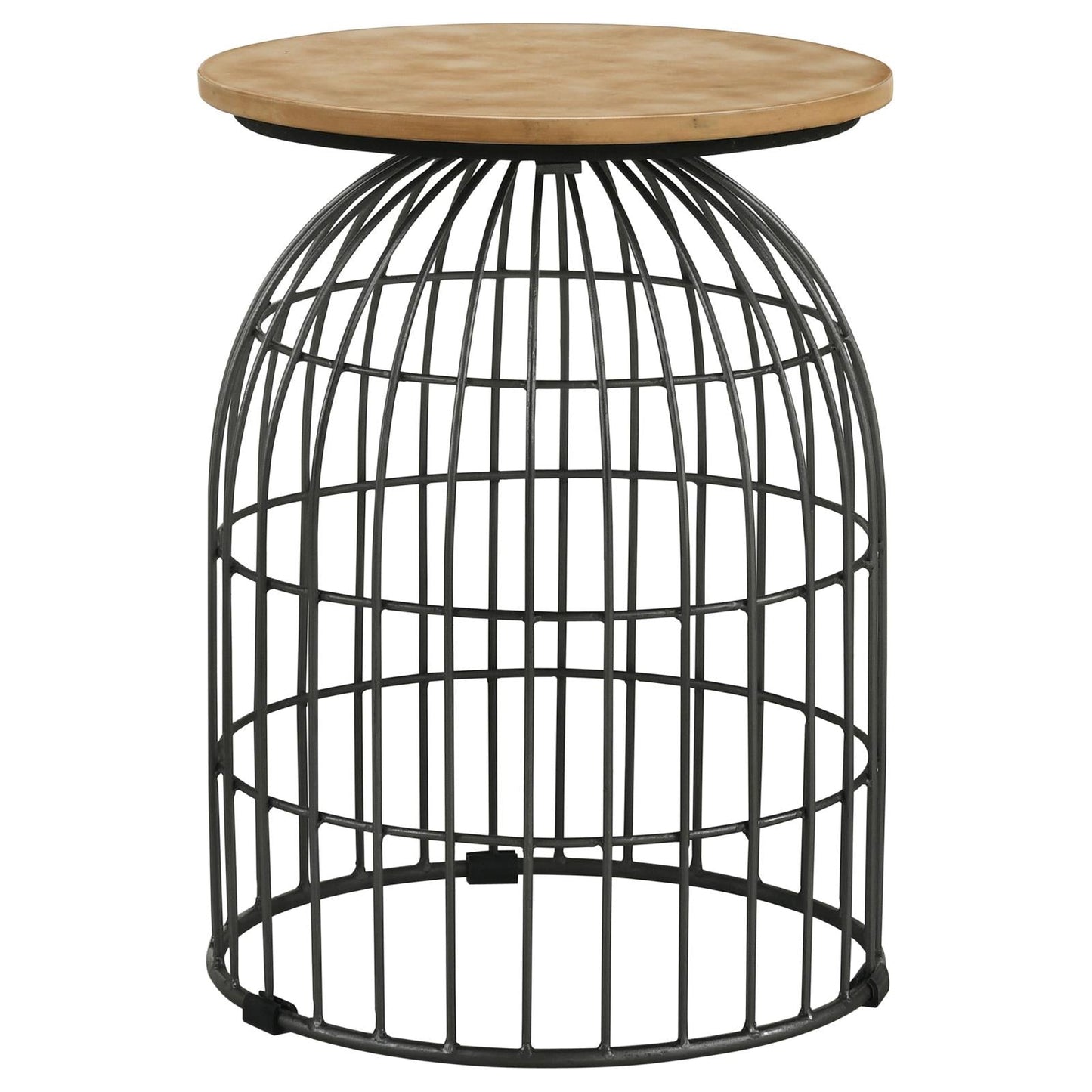 Bernardo Natural/Gunmetal Round Accent Table with Bird Cage Base - 935860 - Luna Furniture - Dallas Store