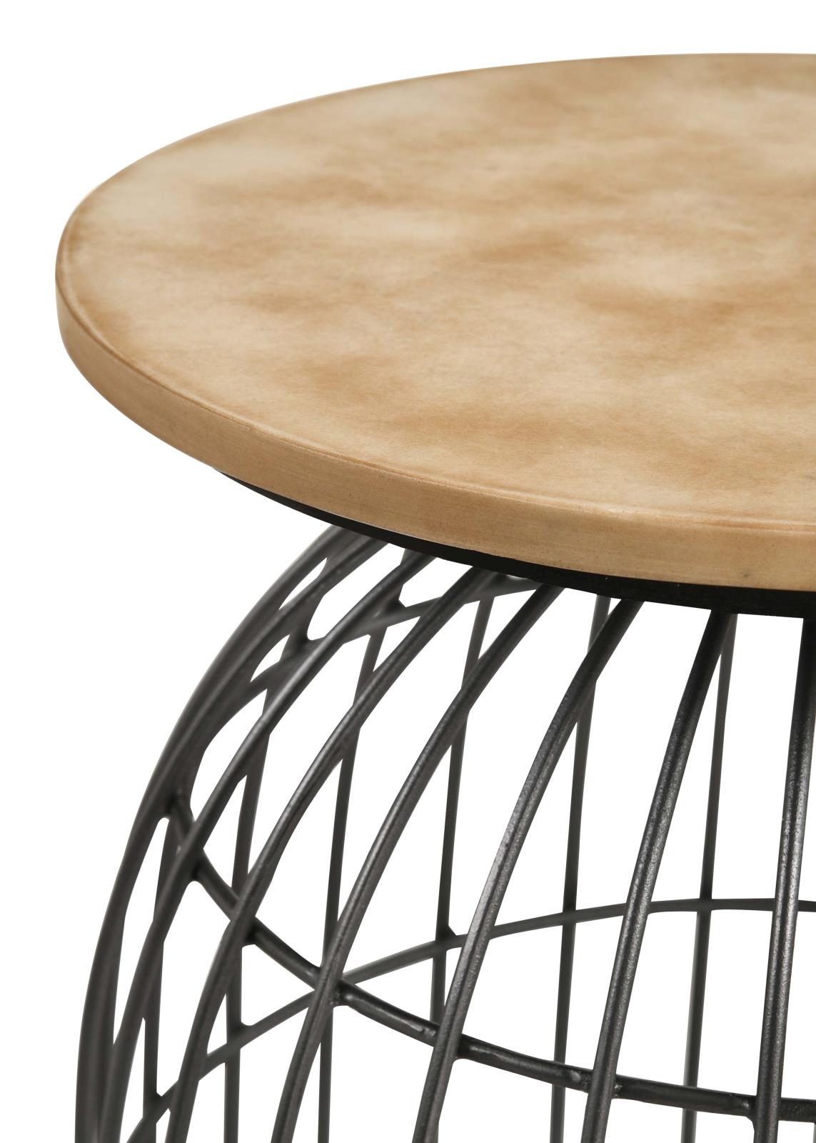 Bernardo Natural/Gunmetal Round Accent Table with Bird Cage Base - 935860 - Luna Furniture - Dallas Store