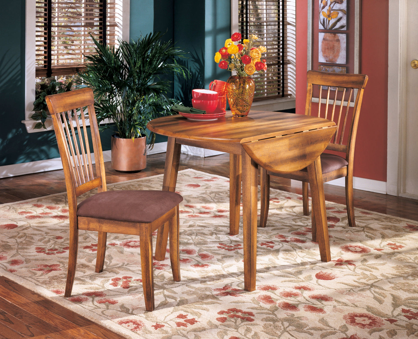 Berringer Rustic 3-Piece Drop Leaf Dining Set - SET | D199-15 | D199-01 - Luna Furniture - Dallas Store