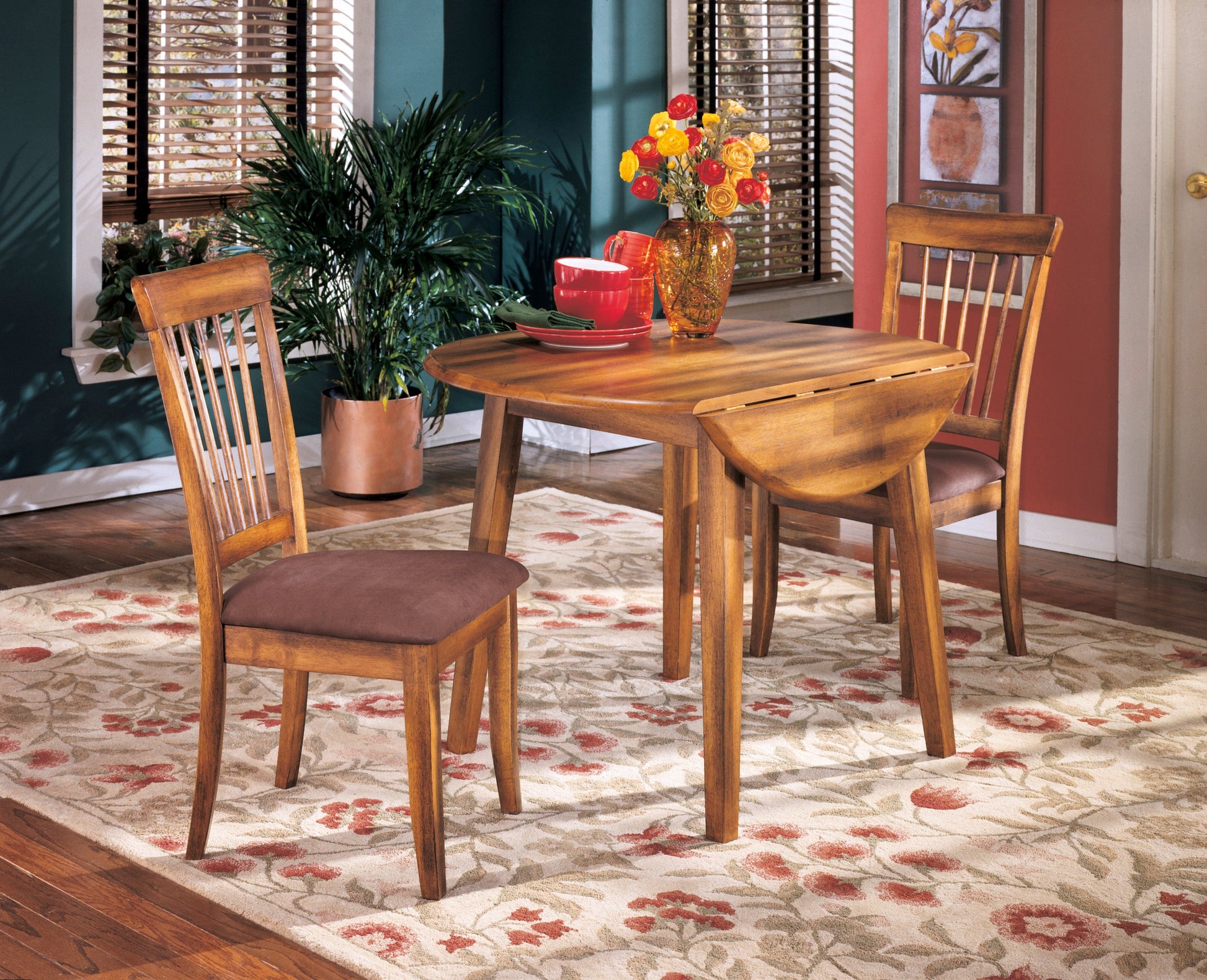 Berringer Rustic 3-Piece Drop Leaf Dining Set - SET | D199-15 | D199-01 - Luna Furniture - Dallas Store