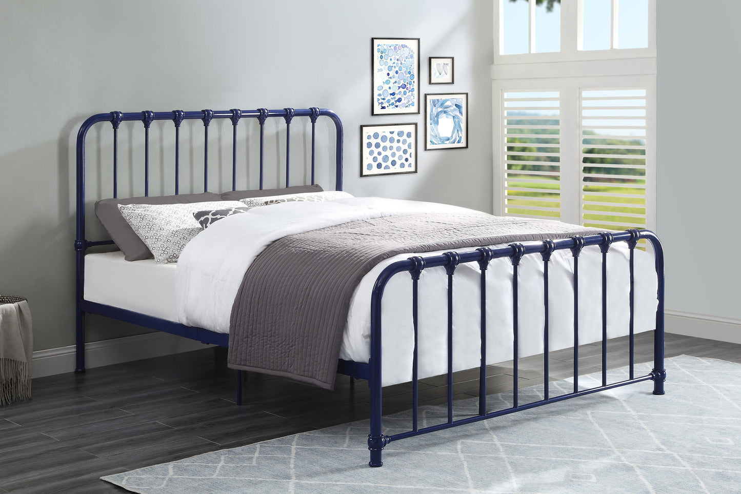 Bethany Blue Full Metal Platform Bed - 1571BUF-1 - Luna Furniture - Dallas Store