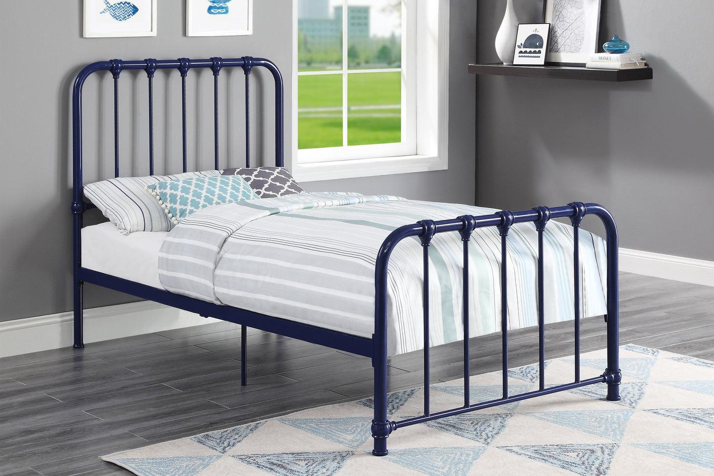Bethany Blue Twin Metal Platform Bed - 1571BUT-1 - Luna Furniture - Dallas Store
