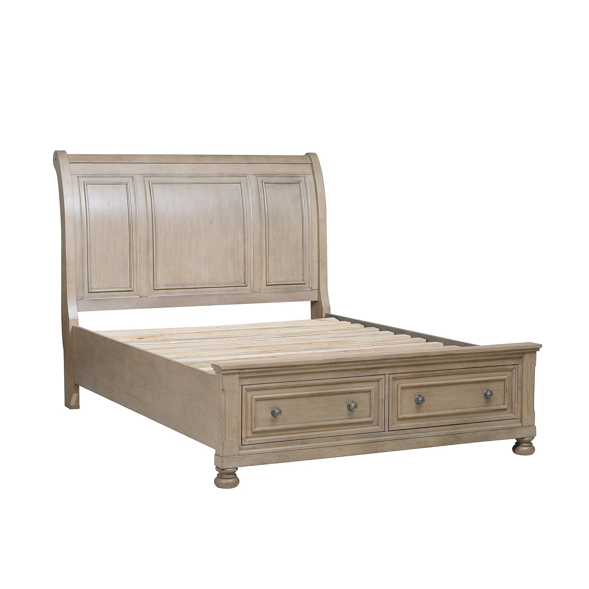 Bethel Wire Brushed Gray King Sleigh Storage Platform Bed - SET | 2259KGY-1 | 2259KGY-2 | 2259GY-3 - Luna Furniture - Dallas Store