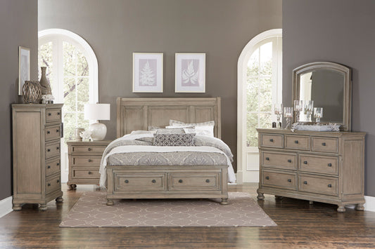 Bethel Wire Brushed Gray Sleigh Storage Platform Bedroom Set - SET | 2259GY-3 | 2259GY-5 | 2259GY-6 | 2259GY-4 | 2259GY-9 | 2259KGY-1 | 2259KGY-2 - Luna Furniture - Dallas Store