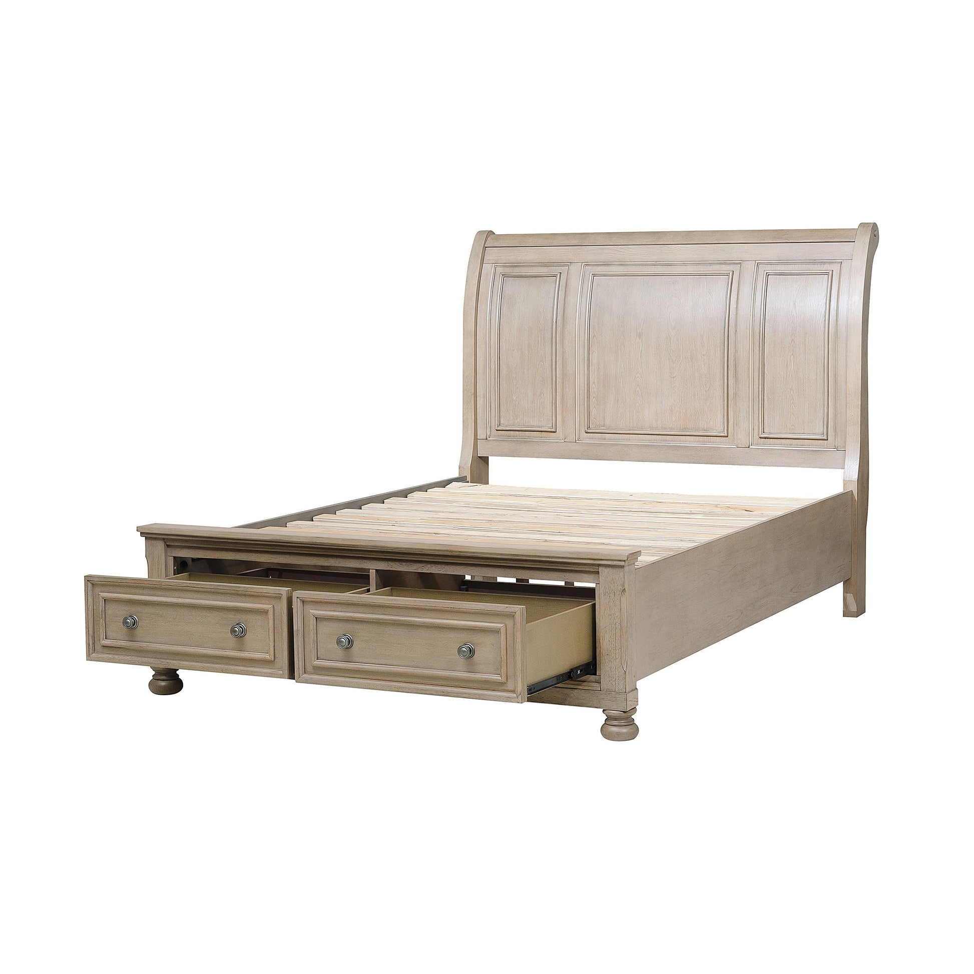 Bethel Wire Brushed Gray Sleigh Storage Platform Bedroom Set - SET | 2259GY-3 | 2259GY-5 | 2259GY-6 | 2259GY-4 | 2259GY-9 | 2259KGY-1 | 2259KGY-2 - Luna Furniture - Dallas Store