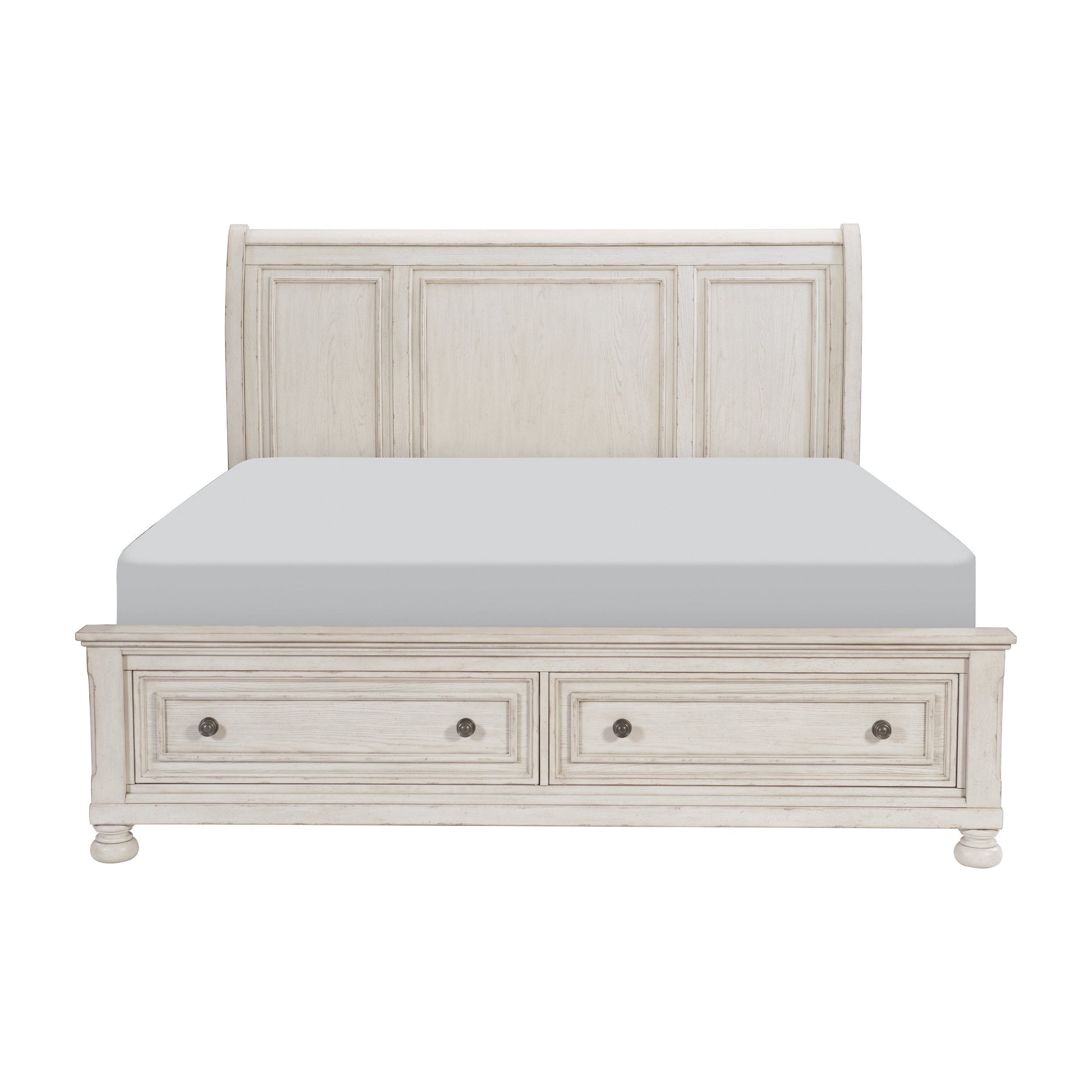 Bethel Wire Brushed White Sleigh Storage Platform Bedroom Set - SET | 2259W-1 | 2259W-2 | 2259W-3 | 2259W-5 | 2259W-6 | 2259W-4 - Luna Furniture - Dallas Store