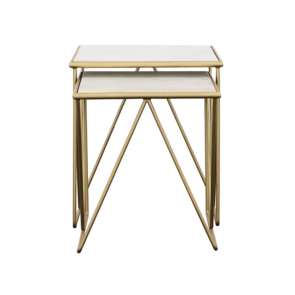 Bette 2-Piece Nesting Table Set White/Gold - 930075 - Luna Furniture - Dallas Store