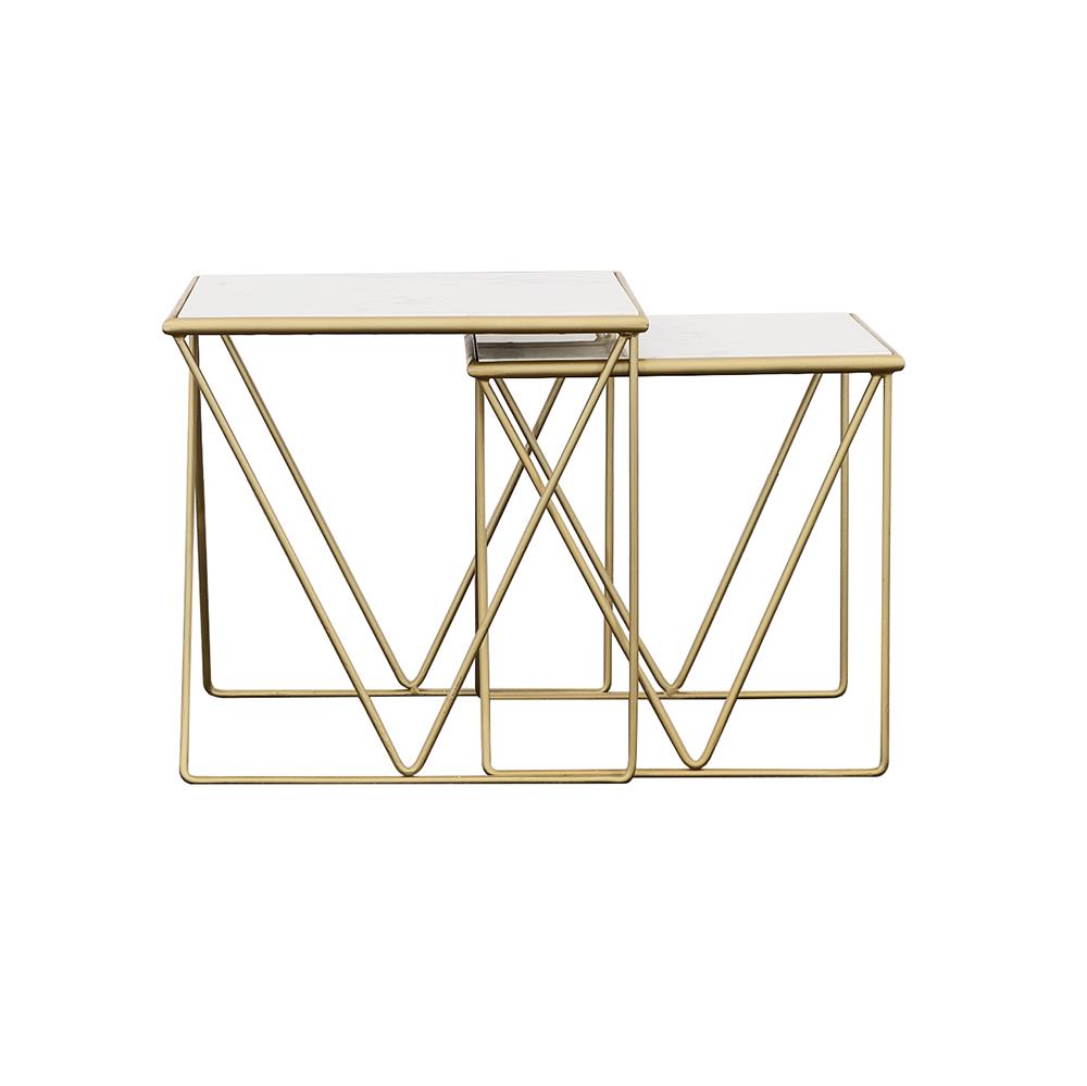 Bette 2-Piece Nesting Table Set White/Gold - 930075 - Luna Furniture - Dallas Store
