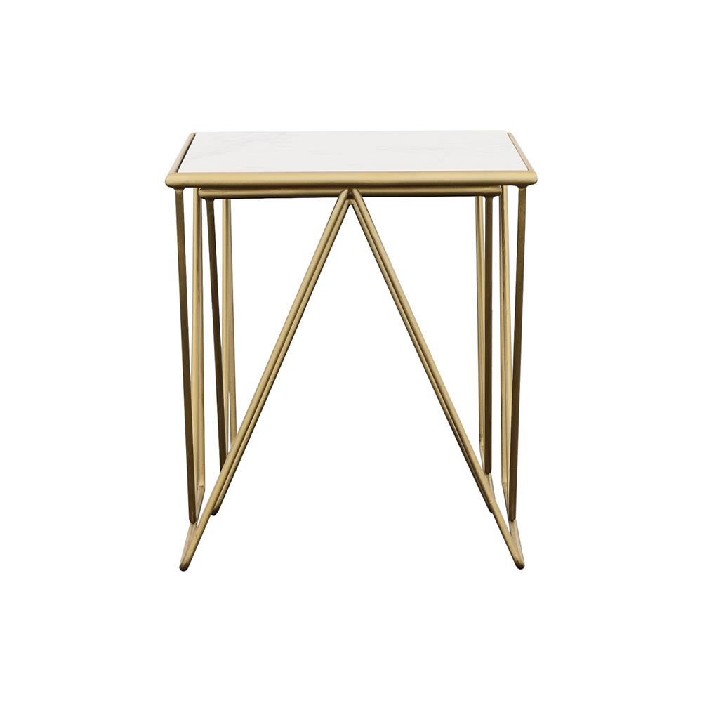 Bette 2-Piece Nesting Table Set White/Gold - 930075 - Luna Furniture - Dallas Store