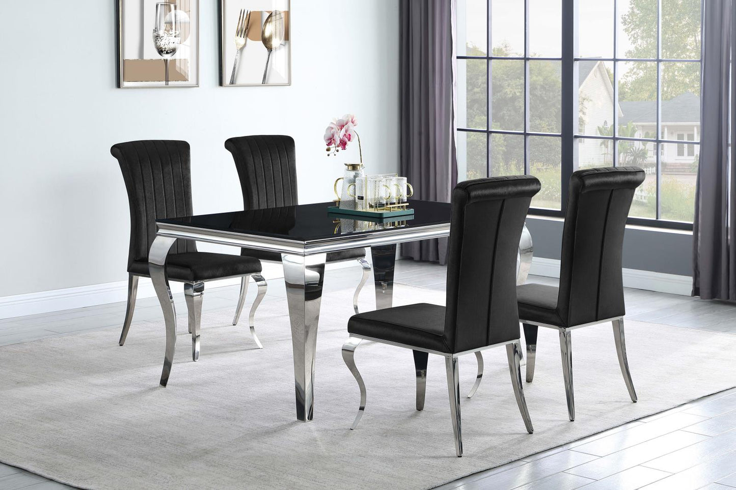 Betty Black/Chrome Upholstered Side Chairs, Set of 4 - 105072 - Luna Furniture - Dallas Store
