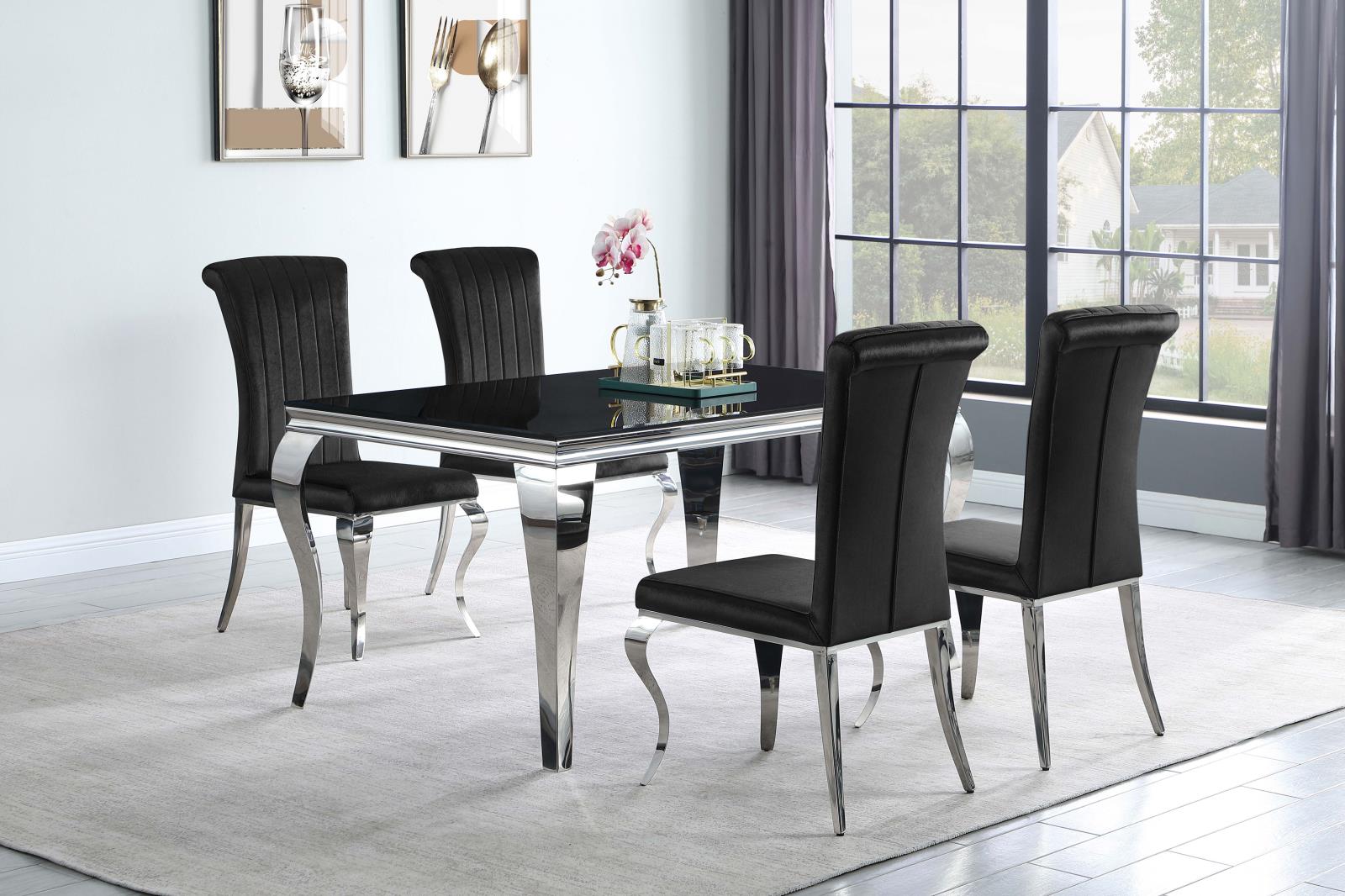 Betty Black/Chrome Upholstered Side Chairs, Set of 4 - 105072 - Luna Furniture - Dallas Store